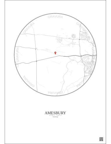 Amesbury - Custom City Map 5 km · Light background
