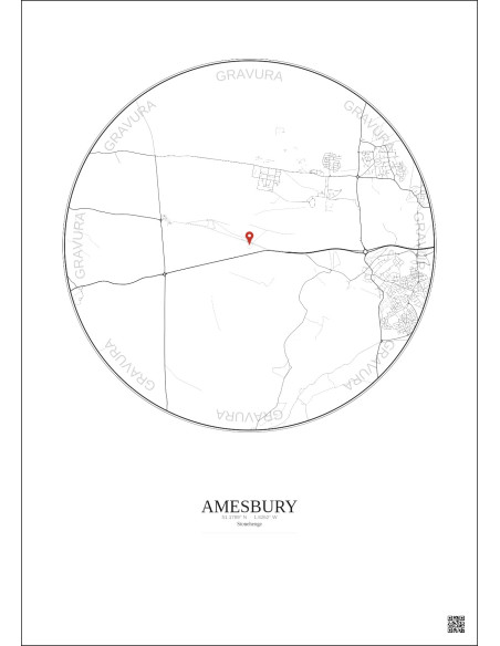 Amesbury - Custom City Map 5 km · Light background