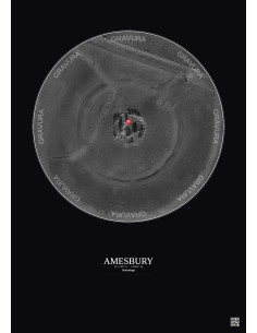 Amesbury - Vue satellite personnalisée 0.1 km · N&B · Fond foncé