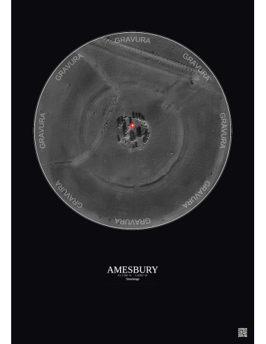 Amesbury - Vue satellite personnalisée 0.1 km · N&B · Fond foncé