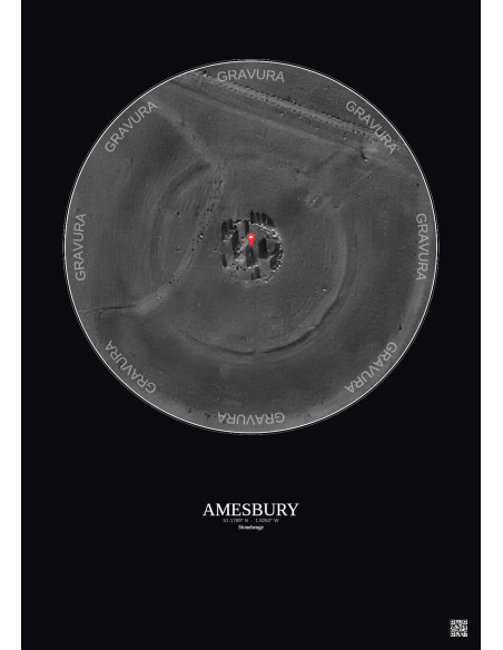Amesbury - Vue satellite personnalisée 0.1 km · N&B · Fond foncé