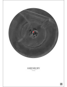 Amesbury - Vue satellite personnalisée 0.1 km · N&B · Fond clair