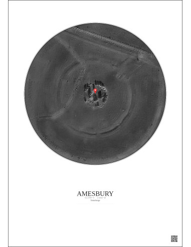 Amesbury - Vue satellite personnalisée 0.1 km · N&B · Fond clair
