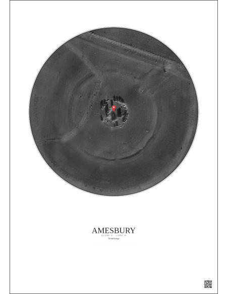 Amesbury - Vue satellite personnalisée 0.1 km · N&B · Fond clair