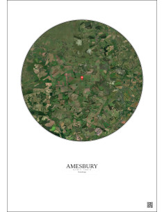 Amesbury - Vue satellite personnalisée 10 km · Couleur · Fond clair