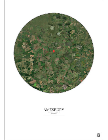 Amesbury - Custom Satellite View 10 km · Color · Light background