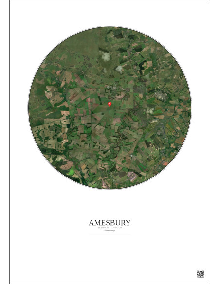 Amesbury - Custom Satellite View 10 km · Color · Light background