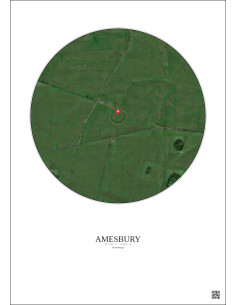 Amesbury - Vue satellite personnalisée 1 km · Couleur · Fond clair