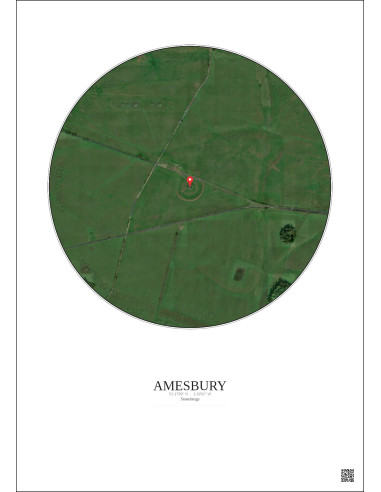 Amesbury - Vue satellite personnalisée 1 km · Couleur · Fond clair