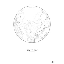 Affiche Nay Pyi Taw – Poster carte de ville 6km | Gravura – Fond