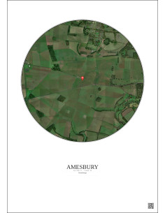 Amesbury - Vue satellite personnalisée 2.5 km · Couleur · Fond clair