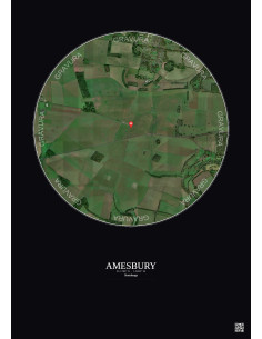 Amesbury - Vue satellite personnalisée 2.5 km · Couleur · Fond foncé