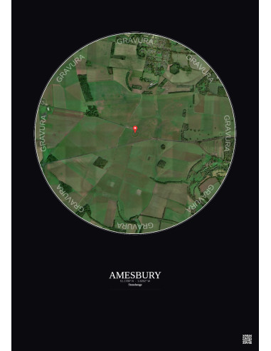 Amesbury - Vue satellite personnalisée 2.5 km · Couleur · Fond foncé