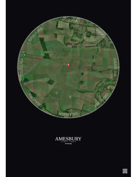 Amesbury - Vue satellite personnalisée 2.5 km · Couleur · Fond foncé
