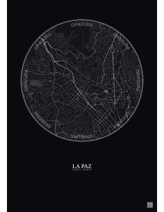 Affiche La Paz – Poster carte de ville 2.5km | Gravura – Fond foncé