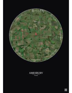 Amesbury - Custom Satellite View 5 km · Color · Dark background