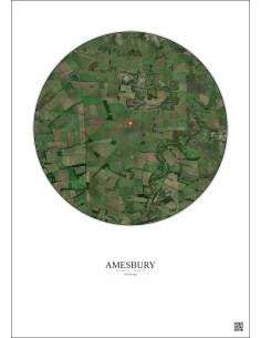 Amesbury - Custom Satellite View 5 km · Color · Light background