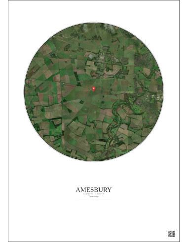Amesbury - Vue satellite personnalisée 5 km · Couleur · Fond clair