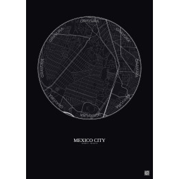 Mexico City City Map Poster 2.5km | Gravura – Dark background