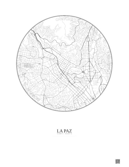 Affiche La Paz – Poster carte de ville 2.5km | Gravura – Fond clair