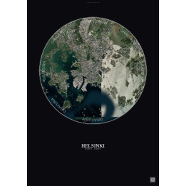 Affiche Helsinki – Poster vue satellite 6km Couleur | Gravura – Fond foncé