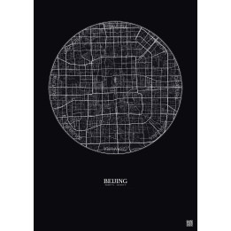 Affiche Beijing – Poster carte de ville 10km | Gravura – Fond foncé