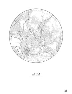 Affiche La Paz – Poster carte de ville 6km | Gravura – Fond clair
