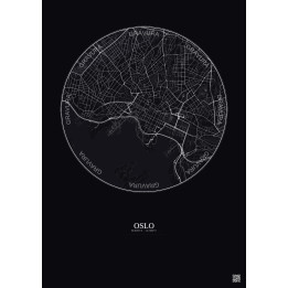 Oslo City Map Poster 2.5km | Gravura – Dark background