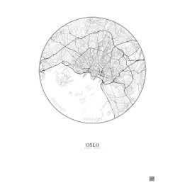 Oslo City Map Poster 6km | Gravura – Light background