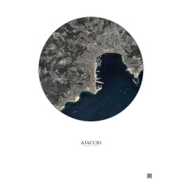 Affiche Ajaccio – Poster vue satellite 2.5km Couleur | Gravura – Fond clair