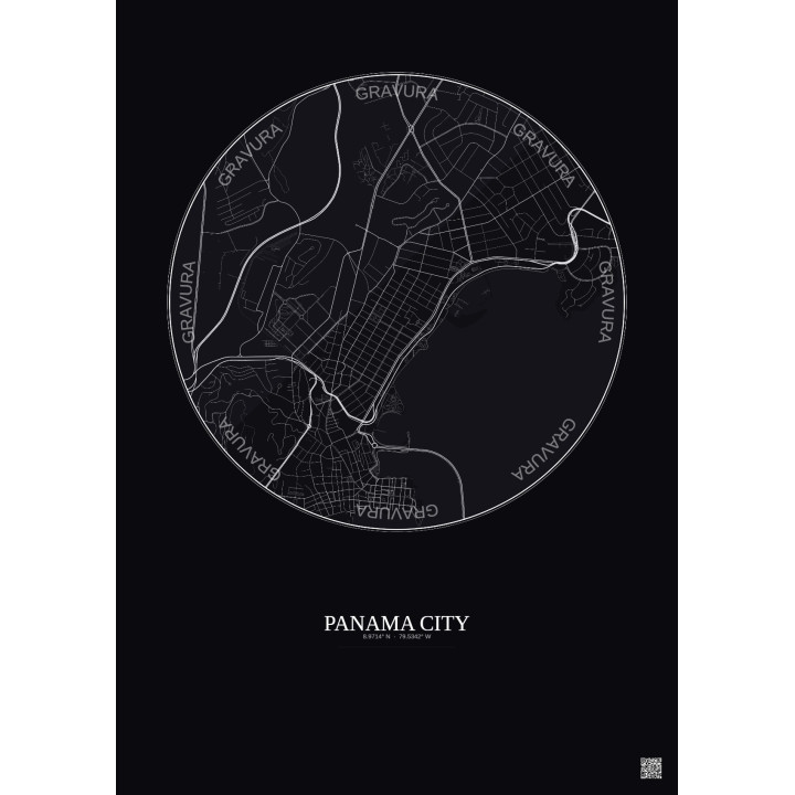 Affiche Panama City – Poster carte de ville 2.5km | Gravura – Fo