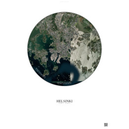Affiche Helsinki – Poster vue satellite 6km Couleur | Gravura – Fond clair