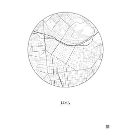 Affiche Lima – Poster carte de ville 2.5km | Gravura – Fond clai
