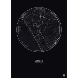 Affiche Manila – Poster carte de ville 2.5km | Gravura – Fond fo