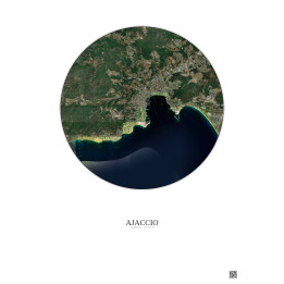 Affiche Ajaccio – Poster vue satellite 5km Couleur | Gravura – Fond clair