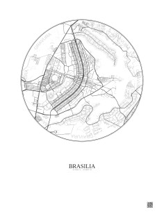 Affiche Brasilia – Poster carte de ville 10km | Gravura – Fond clair