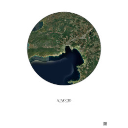 Affiche Ajaccio – Poster vue satellite 10km Couleur | Gravura – Fond clair