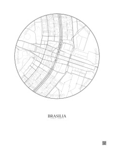 Affiche Brasilia – Poster carte de ville 2.5km | Gravura – Fond clair