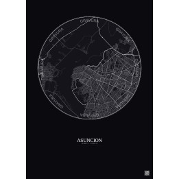 Affiche Asuncion – Poster carte de ville 10km | Gravura – Fond f