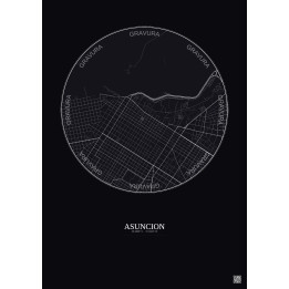 Affiche Asuncion – Poster carte de ville 2.5km | Gravura – Fond 