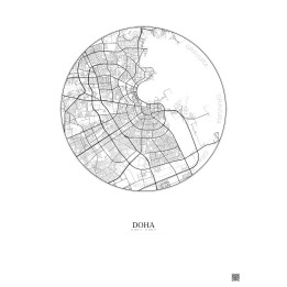 Affiche Doha – Poster carte de ville 10km | Gravura – Fond clair