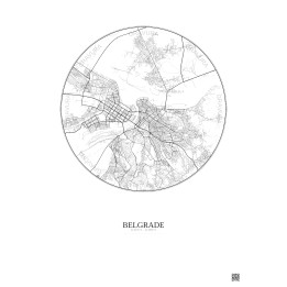 Affiche Belgrade – Poster carte de ville 10km | Gravura – Fond c