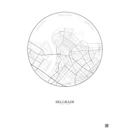 Belgrade City Map Poster 2.5km | Gravura – Light background