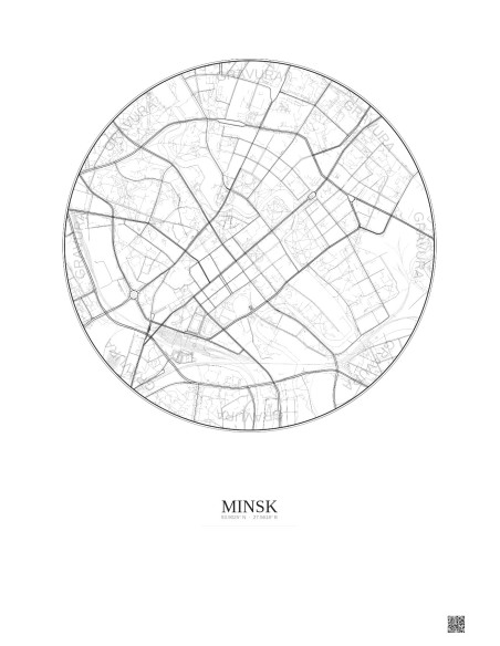 Minsk City Map Poster 2.5km | Gravura – Light background