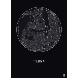 Affiche Khartoum – Poster carte de ville 6km | Gravura – Fond fo