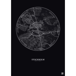 Affiche Stockholm – Poster carte de ville 10km | Gravura – Fond 