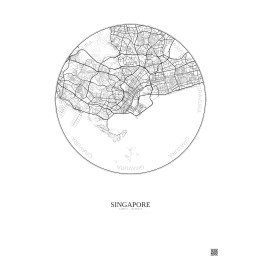 Affiche Singapore – Poster carte de ville 10km | Gravura – Fond 