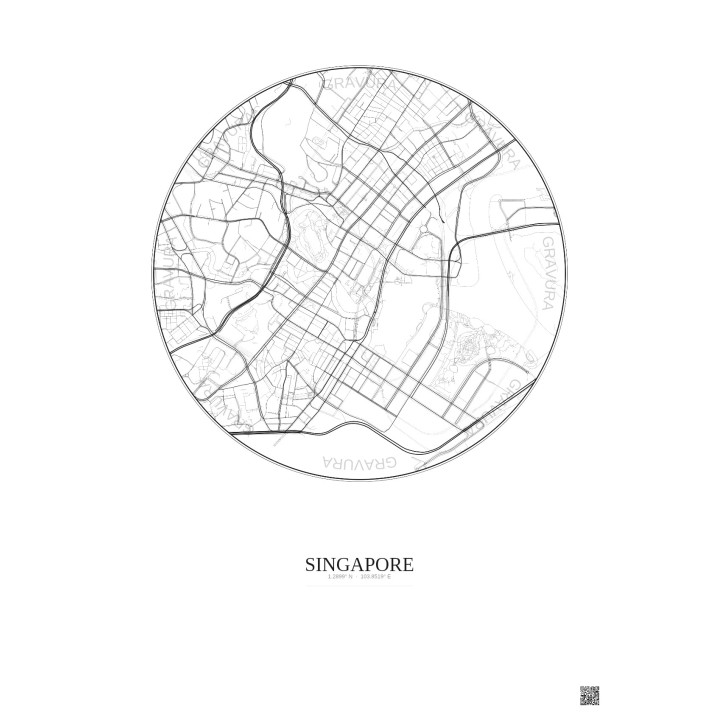 Affiche Singapore – Poster carte de ville 2.5km | Gravura – Fond