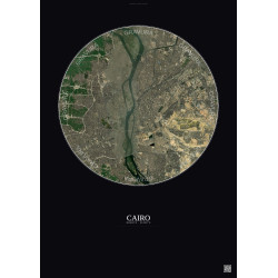 Affiche Cairo – Poster vue satellite 10km Couleur | Gravura – Fond foncé