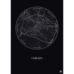 Affiche Ljubljana – Poster carte de ville 6km | Gravura – Fond f